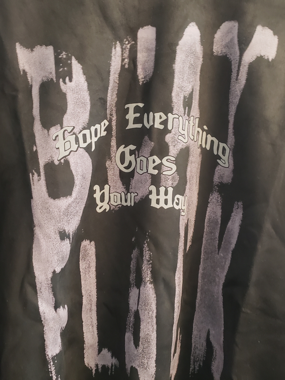 Graphic Black Tee with Lilac Brushstroke Print
